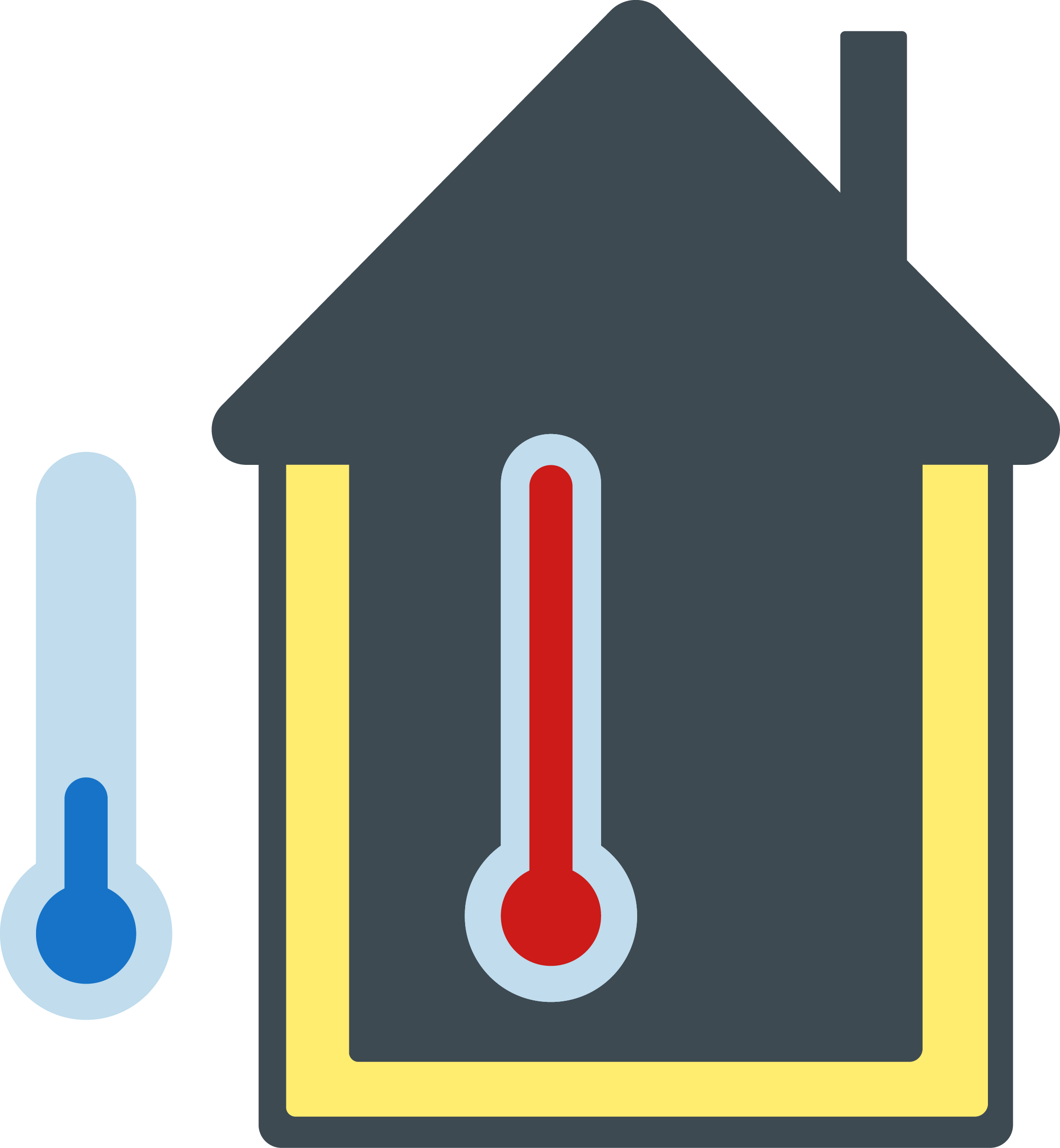 Hus med kald temepratur utenfor, men varmt inni